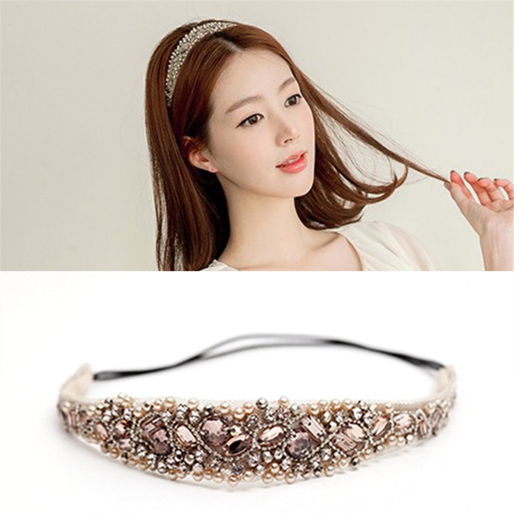 Fashion Rhinestone Crystal Pearl Hair Band Rope Elastic Ponytail Holder  Cl