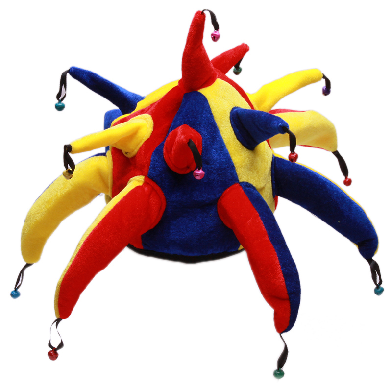 multicolor funny jester clown costume hat mardi gras carnival