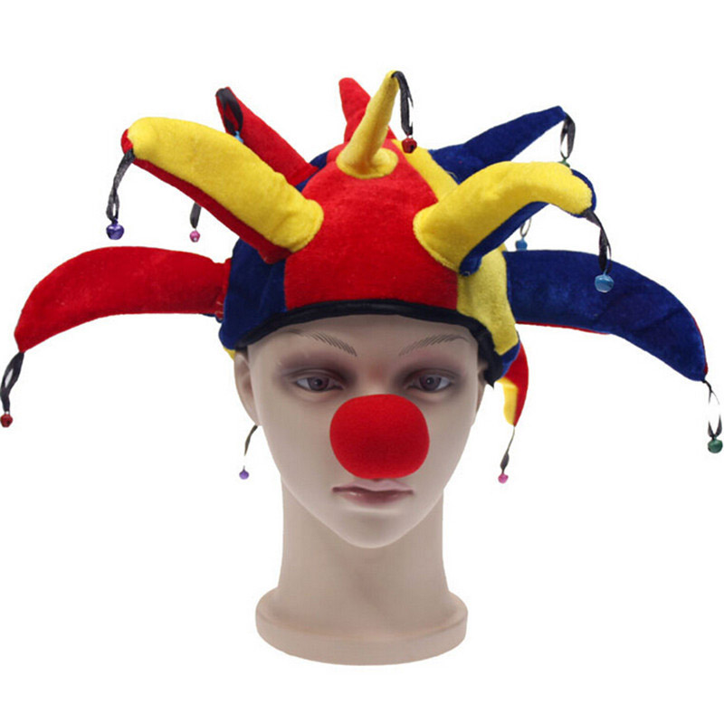multicolor funny jester clown costume hat mardi gras carnival