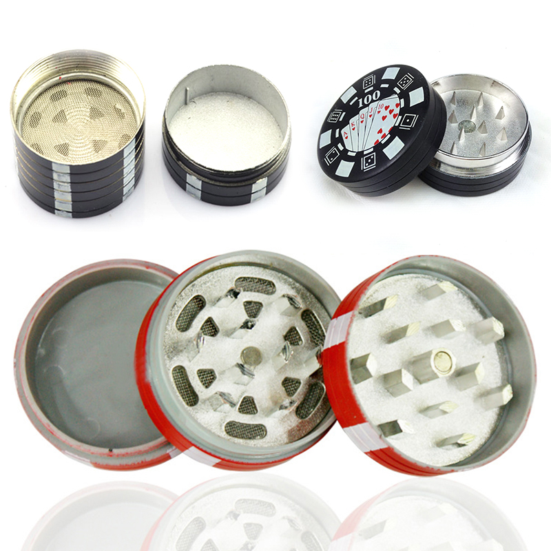 Poker Kleine Kunststoff Schleifen Zigarre Tabak Box Grinder Zinc Alloy