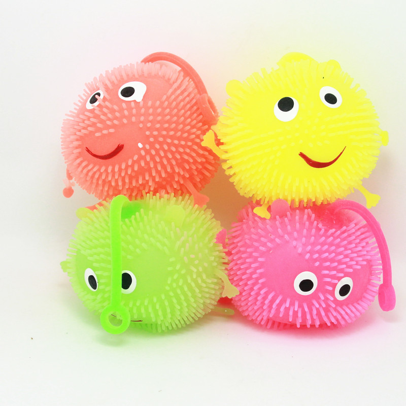 1X Light Up Balls Smiley Face Ball Spiky Bouncing Ball Soft Rubber ...