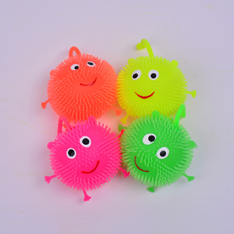 1X Light Up Balls Smiley Face Ball Spiky Bouncing Ball Soft Rubber ...