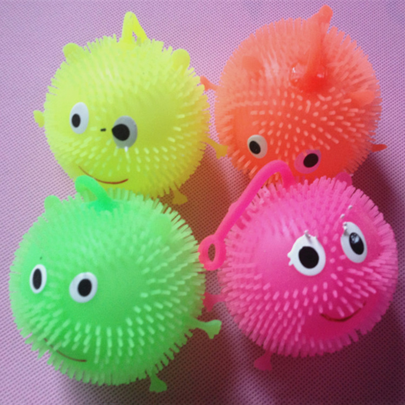 1X Light Up Balls Smiley Face Ball Spiky Bouncing Ball Soft Rubber ...