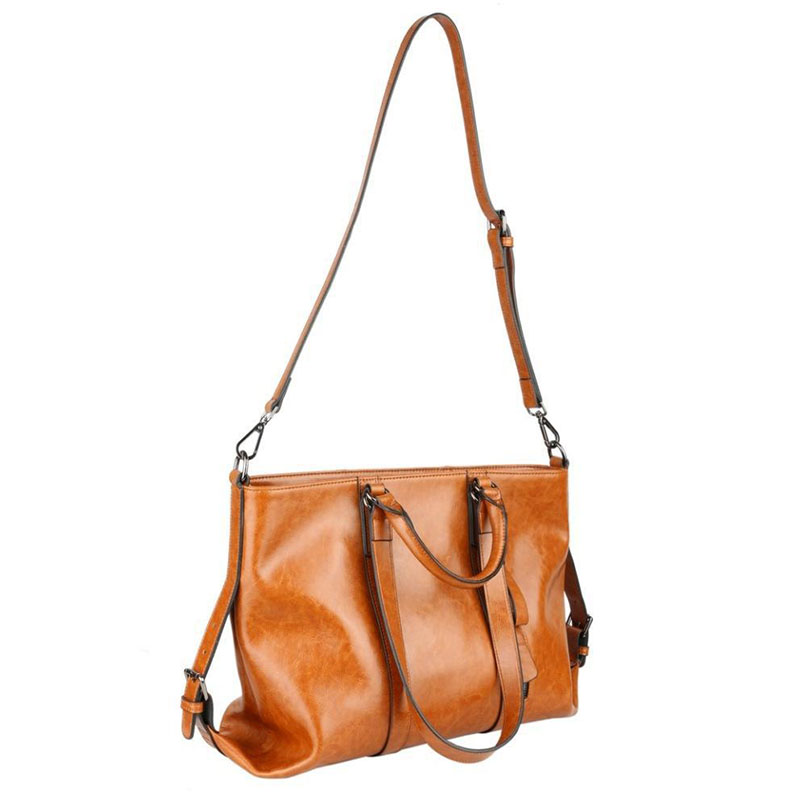 Fashion Handbag Lady Shoulder Bag Tote Purse Oiled Leather Women ...