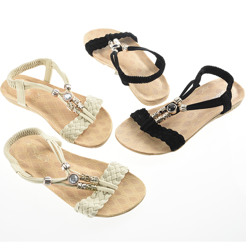 Women Fashion Summer Bohemia Flat Shoes Beach Sandals Slippers Flip ...