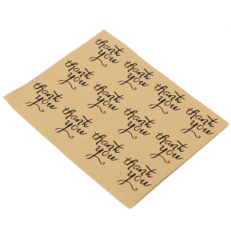 108 Sticker /"THANK YOU/" Papier Aufkleber selbstklebende Label Kraftpapier