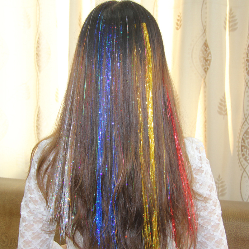 1 pack Spiral Rainbow Hair Tinsel Silk Bling For Hair Extensions ...