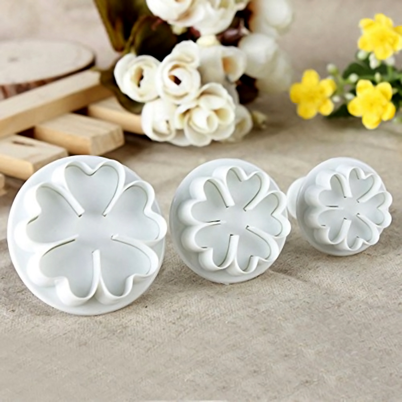 3Pcs Primrose Flower Plunger Cutters Fondant Cakeating Baking Tool