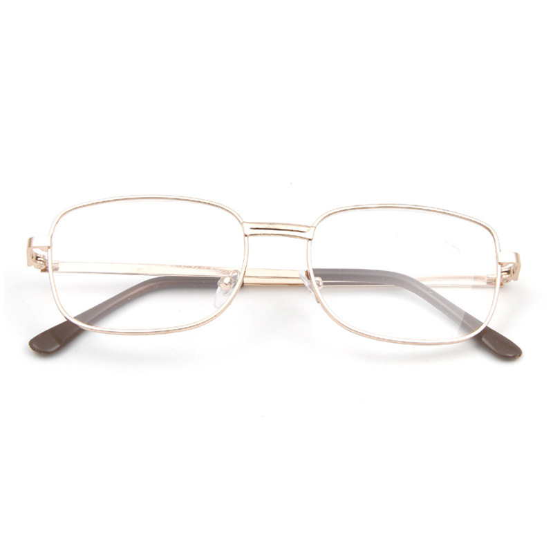 Fashion Lens Rimmed Men's Reading Glasses Gold Metal Frame Eyeglasses ...