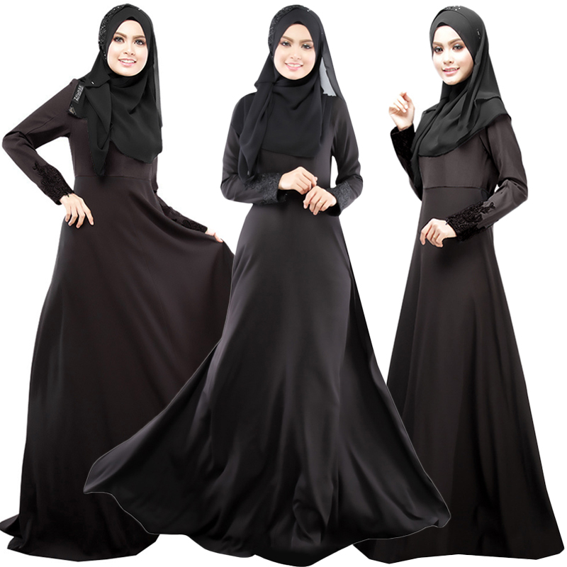 Women Lady Long-sleeved Loose Abaya Burqa Kaftan Muslim 