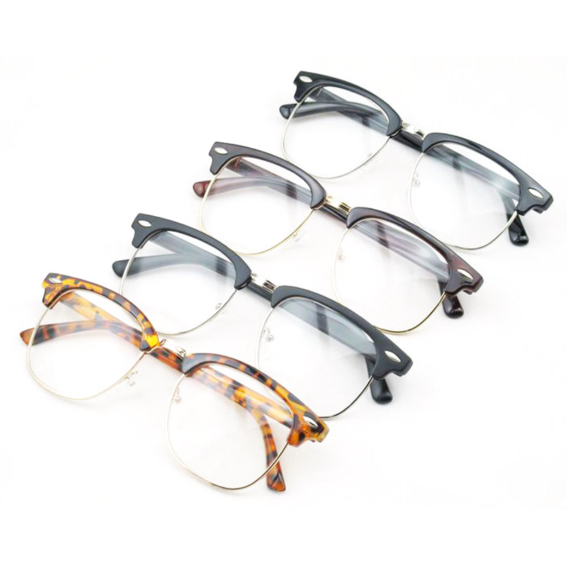Retro Vintage Unisex Half Frame Clear Lens Glasses Nerd Geek Eyewear
