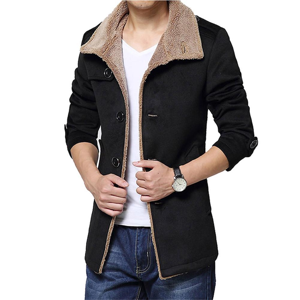 Men's Fashion Casual Slim Parka Fleece Winter Warm Jacket Trench Coat ...