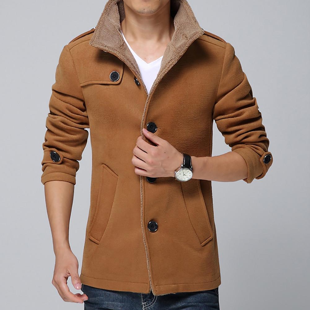 Men's Fashion Casual Slim Parka Fleece Winter Warm Jacket Trench Coat ...