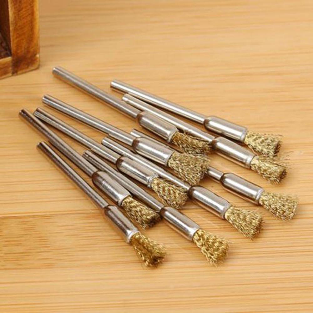 New 10pc Mini Wire Brush Brushes Brass Cup Wheel For Grinder New or Drill G5L1