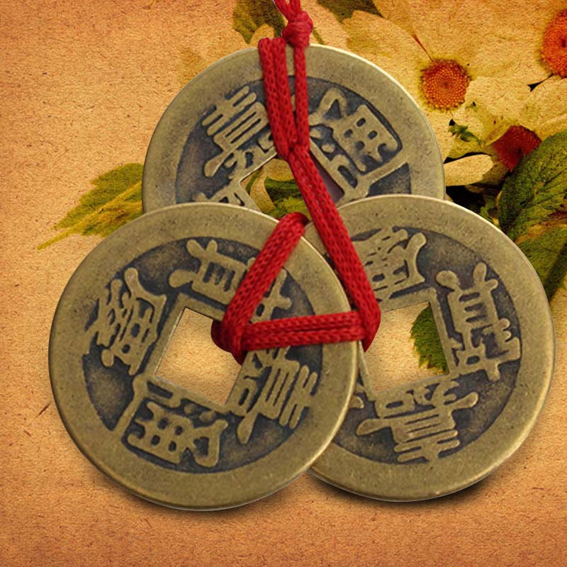 2 Sets Of 3 Chinese Feng Shui Coins For Wealth Success Lucky Wall ...