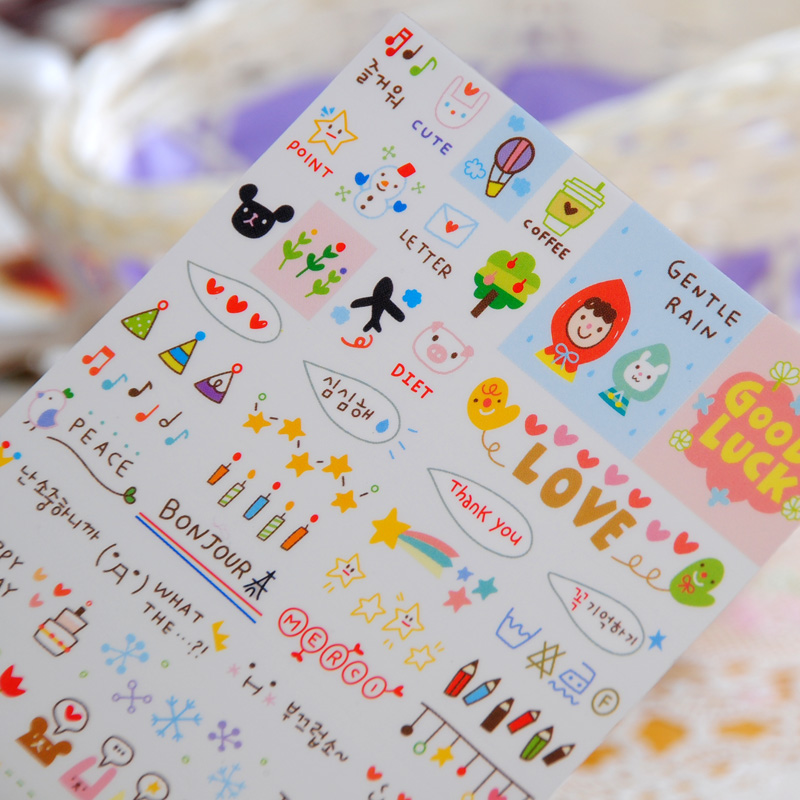 12 Sheets Cartoon Cat Scrapbook Diary Calendar Planner Decorative Paper Stickers