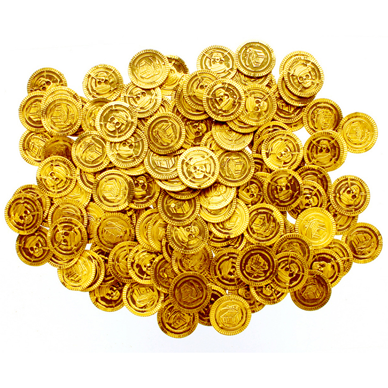 100x Set Plastic Pirate Gold Color Play Toy Coins Birthday Party Favors ...