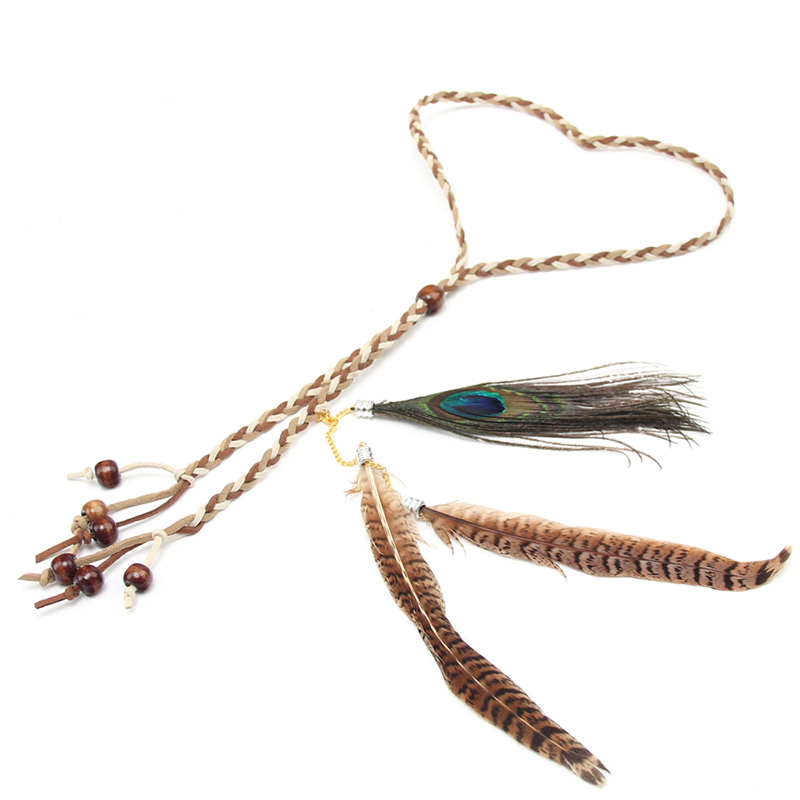 Hippie Indianer Feder Stirnband Handmade Weave Federn Haar Seil Kopfschmuck ZP