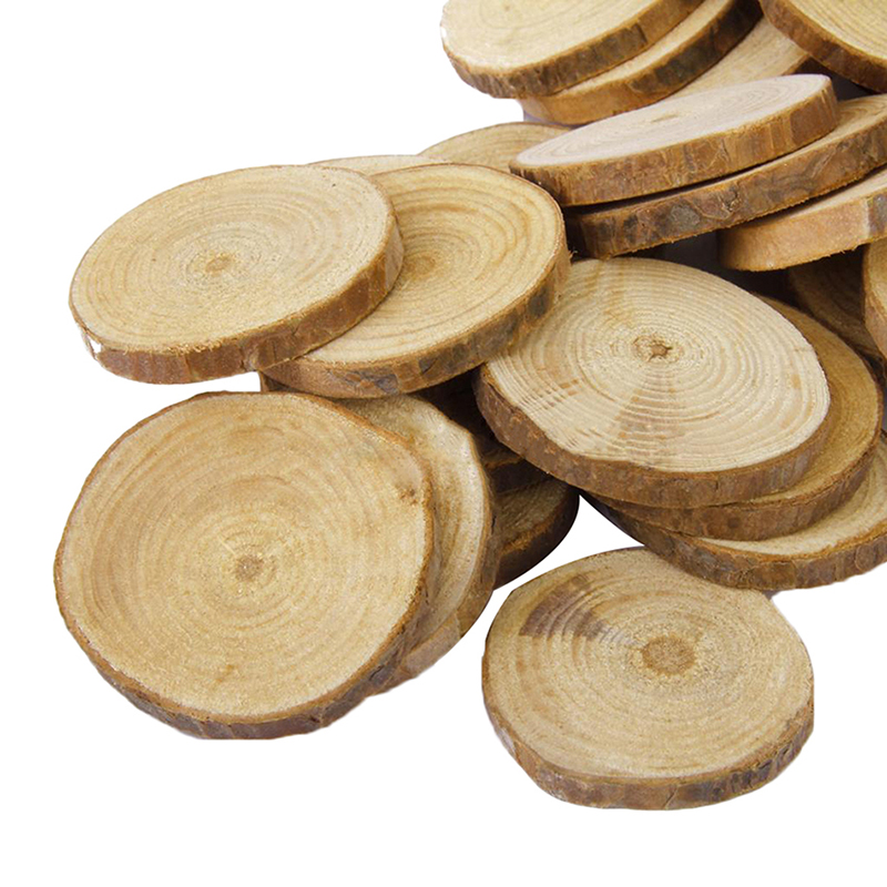 25 Pcs Round Natural Rustic Wooden Discs with Bark Surround DIY Crafts ...