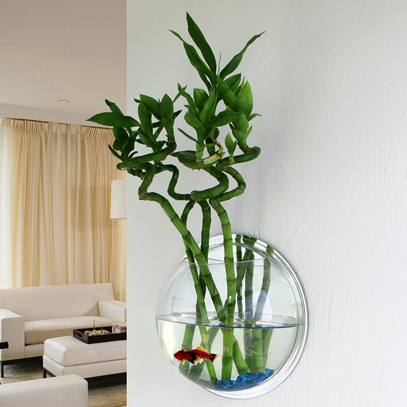 Wall-mounted Hanging Fish Tank Aquarium Acrylic Plant Pot Modern Home ...