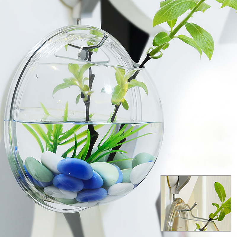 Wall-mounted Hanging Fish Tank Aquarium Acrylic Plant Pot Modern Home ...