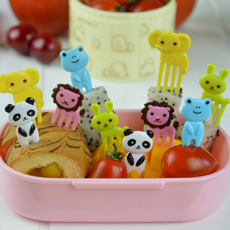 10 Kid Bento Cute Animal Food Fruit Pick Forks Lunch Box
