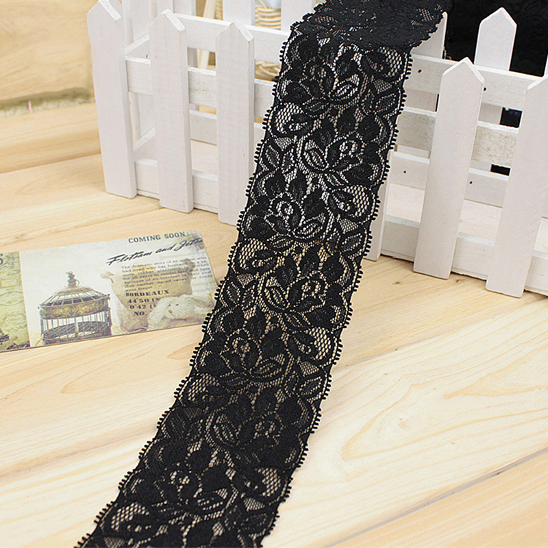 I2U6 Flower Stretch Lace Trim Ribbon Sewing Dress Skirt Handicrafts
