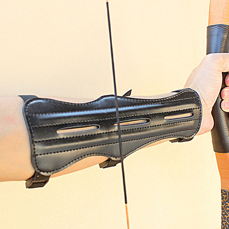 3 Strap Archery Arm Guard Wrist Protector Leather Shooting Target Safe