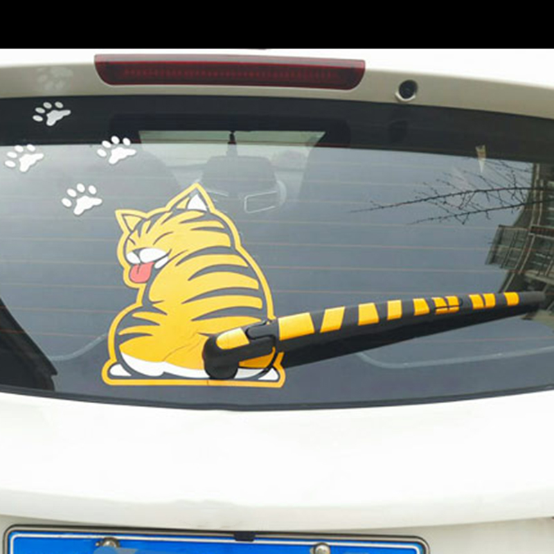 Funny Car Rear Windshield Wiper Decal Sticker Cat Paw Tail Wagging ...