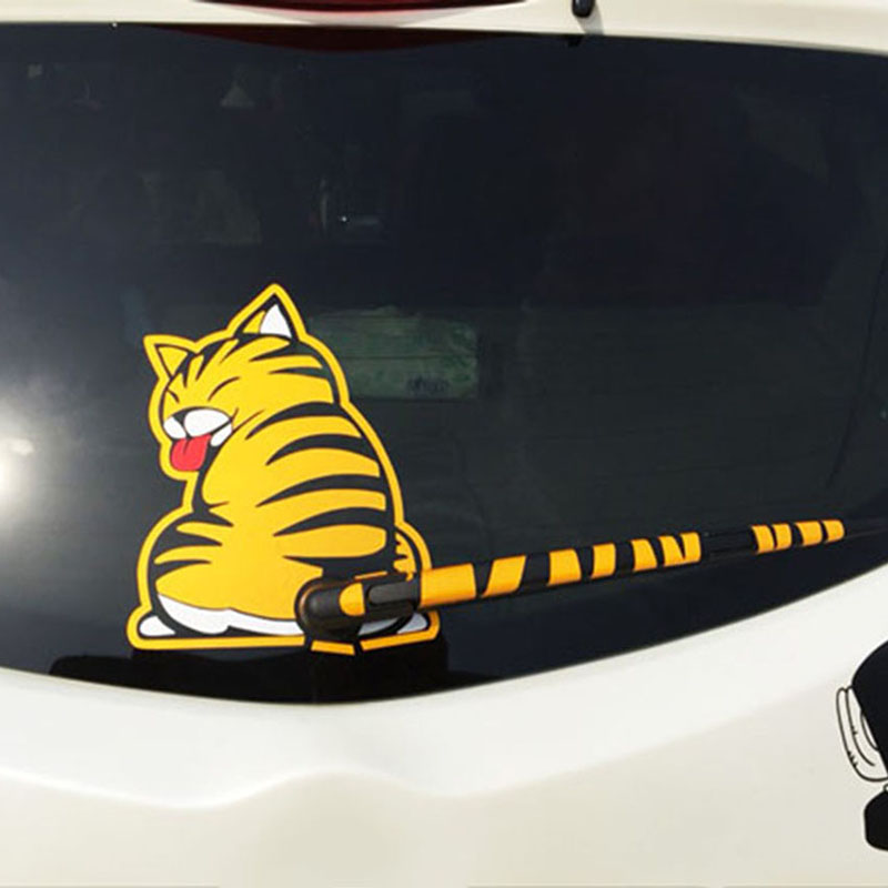 Funny Car Rear Windshield Wiper Decal Sticker Cat Paw Tail Wagging ...