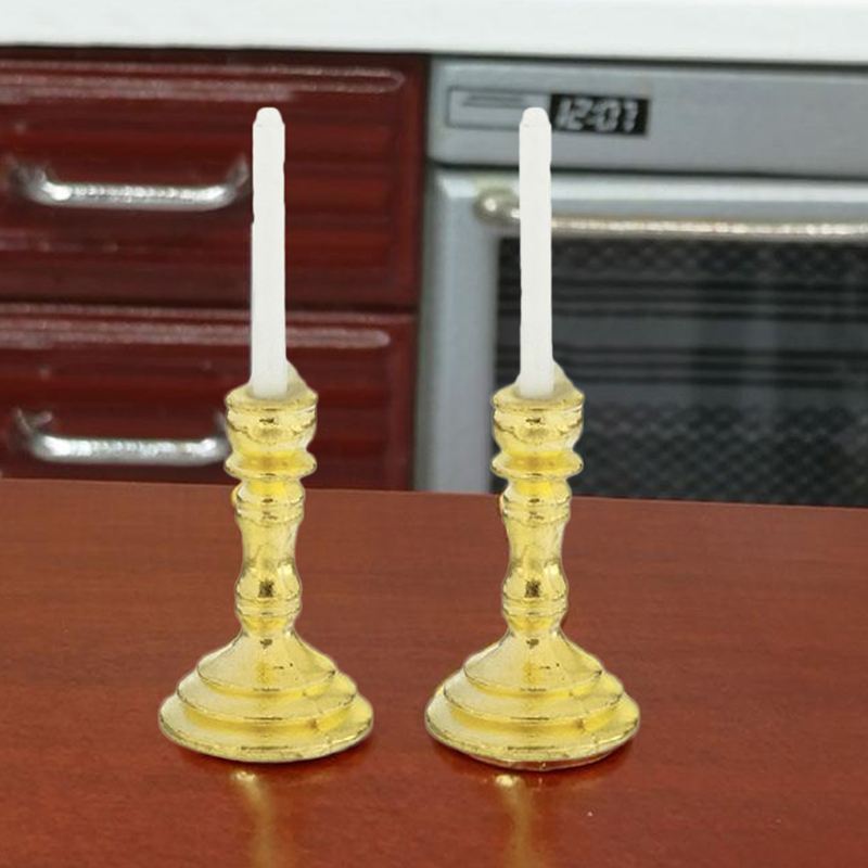 1//12 Doll House Miniature Mini Candlesticks White Candles DIY Accessories HF