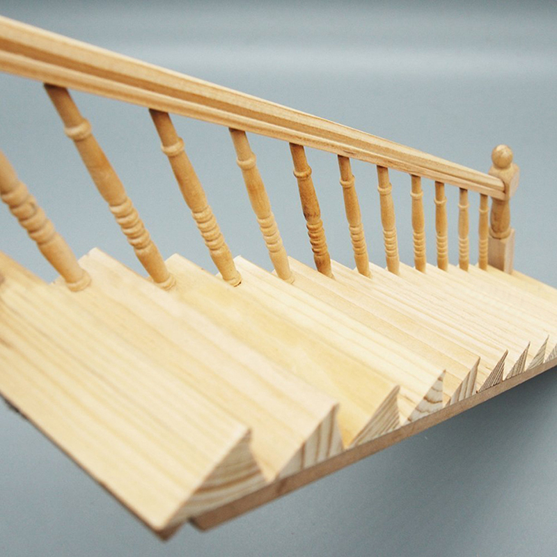 Wooden Staircase Stairs with Right Handrail Pre-Assembled fit 1/12 ...