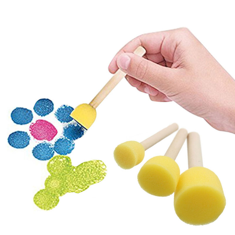 4X Wooden Handle Stencil Sponge Foam Brush Furniture Craft Art Painting