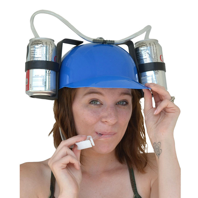 Beer Wine Drinking Helmet Hard Hat Game Drink Party Dispenser Carnival