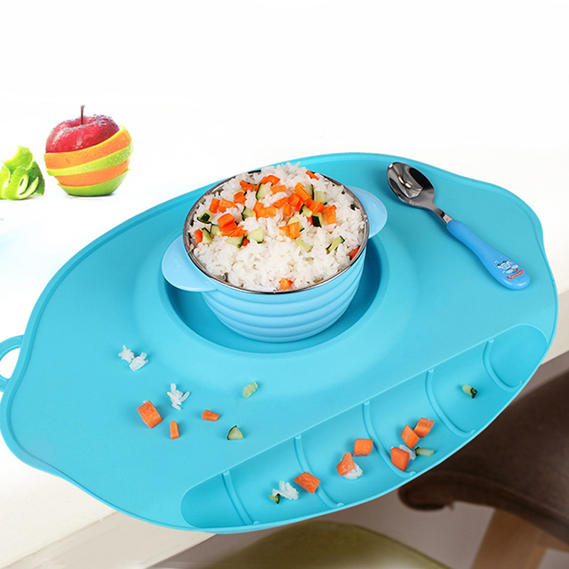 Baby Suction Cup Silicone Placemat Food Plate Mat Toddler Child Kid