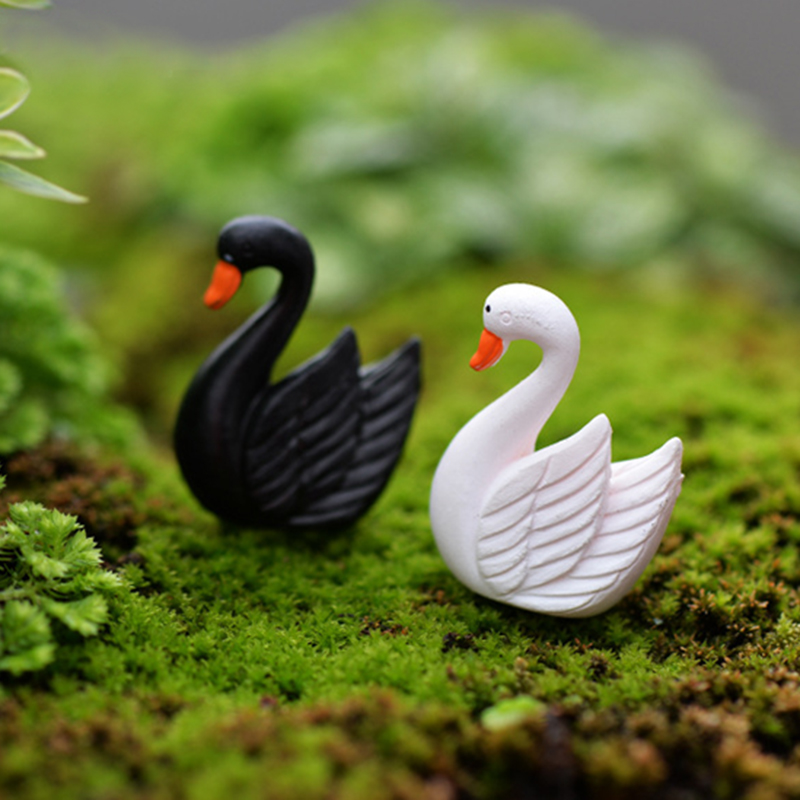 1pair Garden Ornament Miniature Figurine Resin Craft Swan ... 1pair Garden Ornament Miniature Figurine Resin Craft Swan