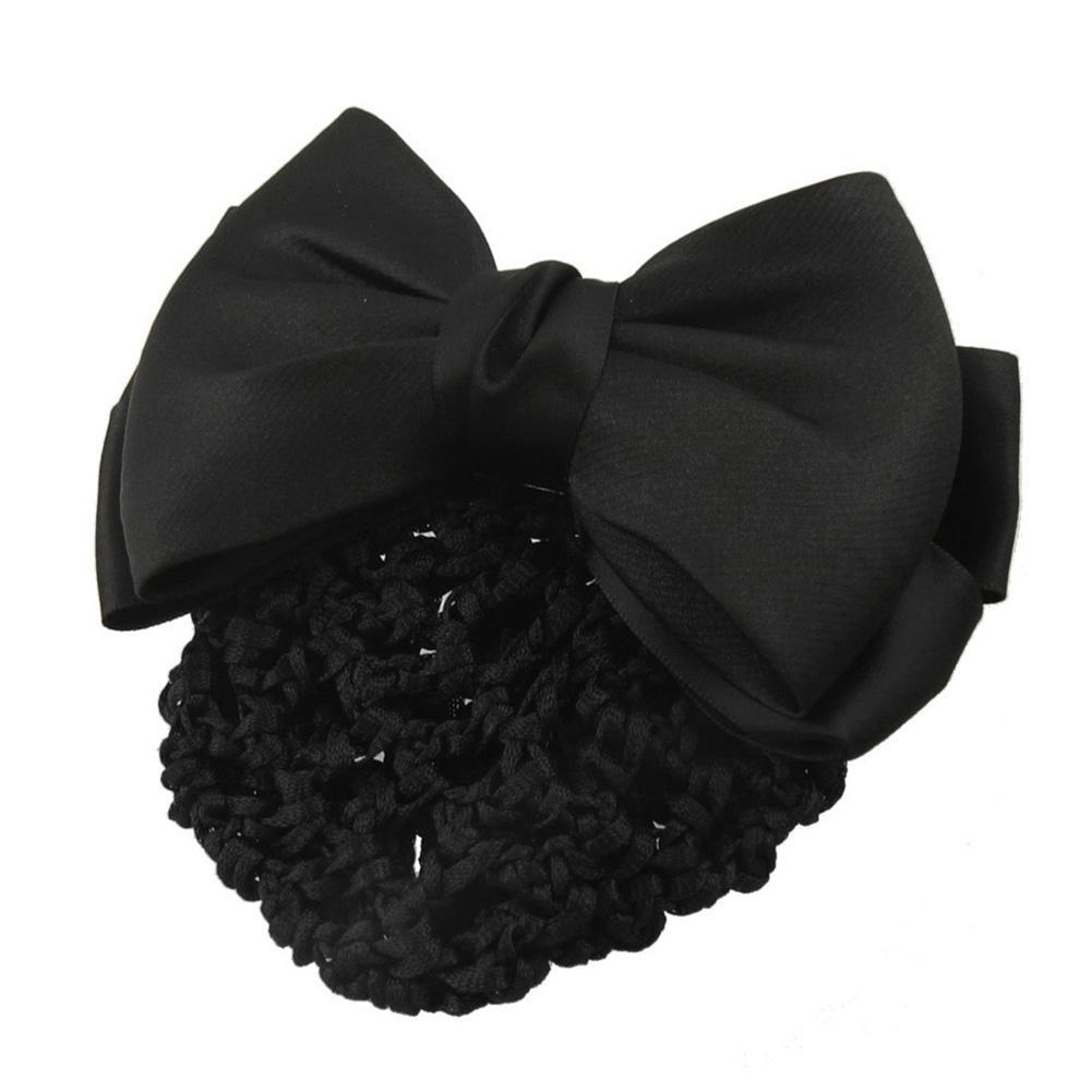 1Pc Solid Satin Bow Beret Hair Clip Cover Bun Bow Snood Women's Hair