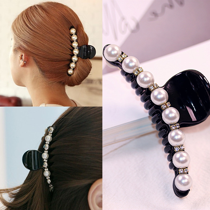 Korean Women Pearl Hairpins Rhinestone Hair Clips Headwear Shell Conch Hairgrip