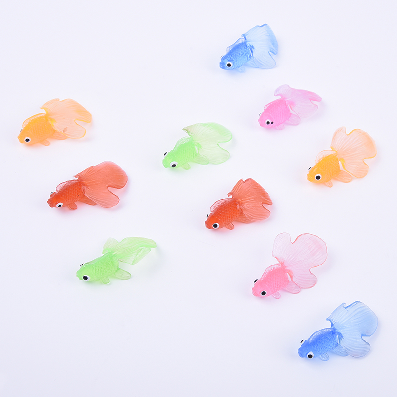10pcs Plastic Simulation Small Goldfish Soft Rubber Floating Gold Fish