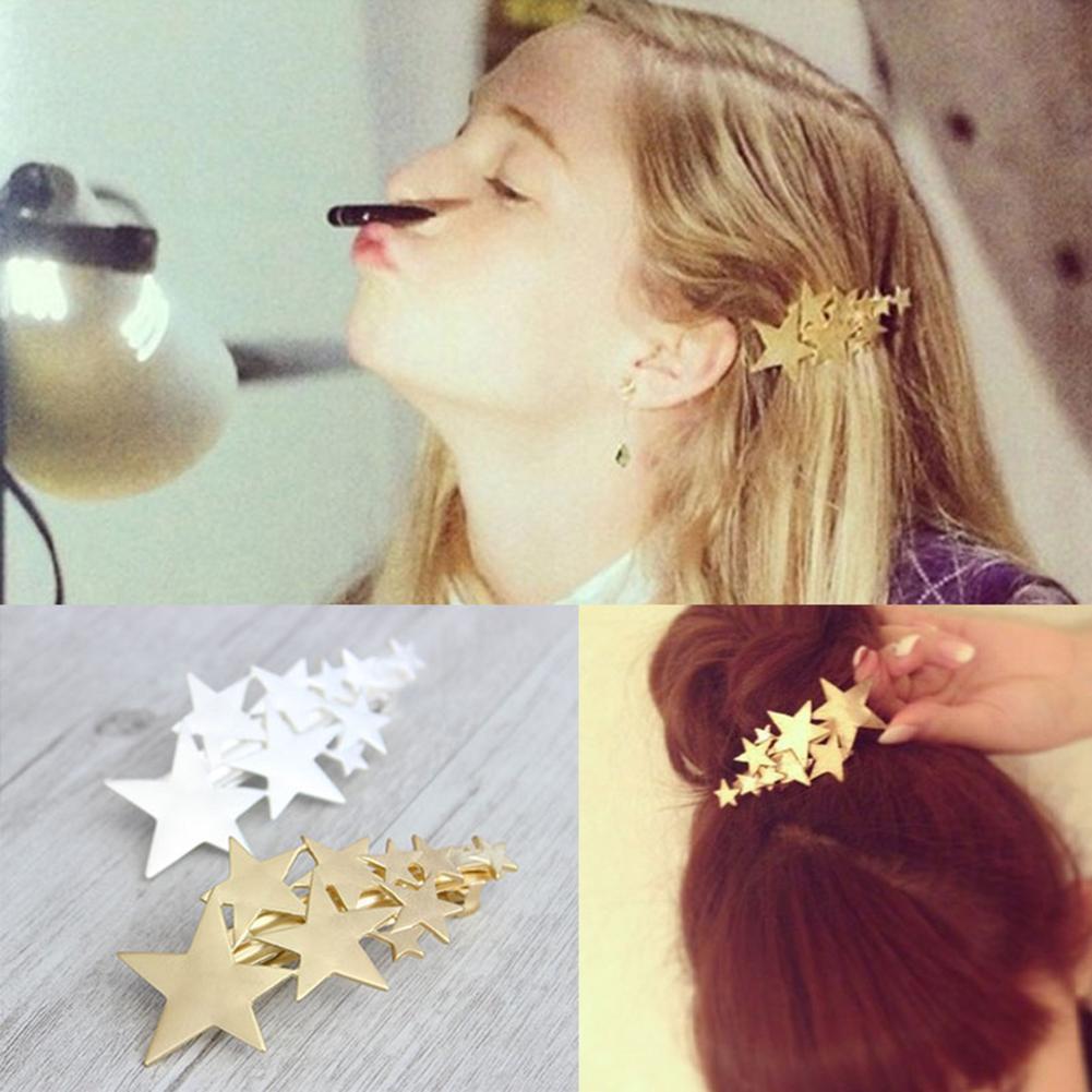 Damen Gold Silber Star Hair Clip Barrette Hairpin Pin Schmuck Haarschmuck Neue