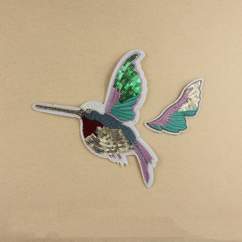 1 Paar Vögel Kolibris Aufnäher Bügelbilder Patches Patch Bügelflicken 18*14 U3D2