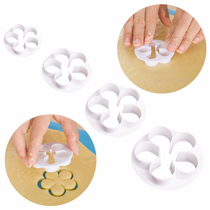 4pcs 5 Petal Blossom Flower Rose Cutter Sugarcraft Cake ...