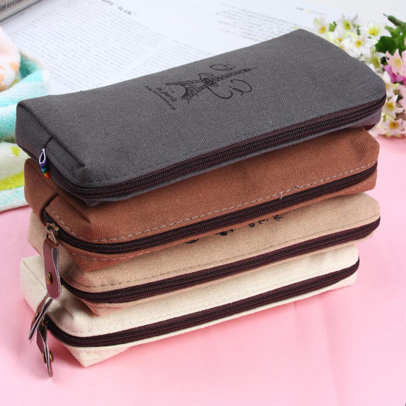 Retro Canvas Pencil Pen Case Cosmetic Makeup Coin Pouch Zipper Bag Purse eBay