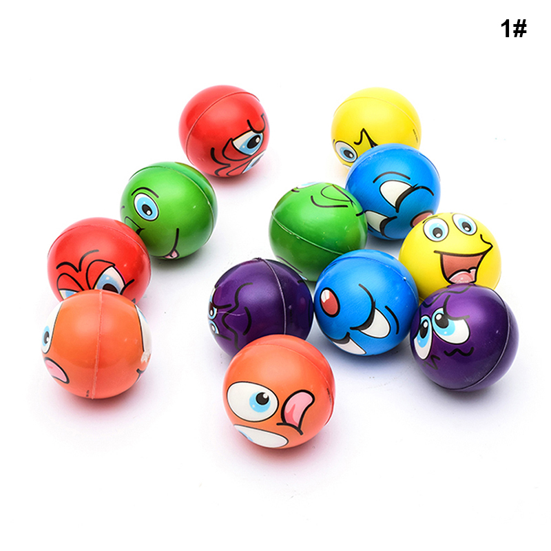 12× Funny Emoji Smile Smiley Face Bouncy Squeeze Foam Ball PU Stress ...