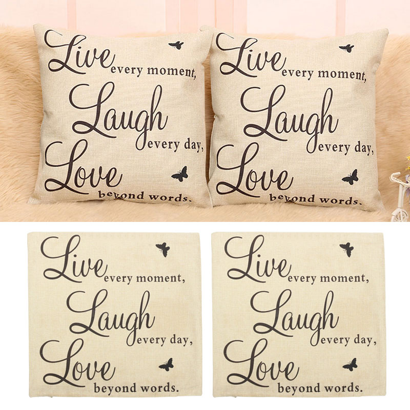 Home Decor Pillows Live Laugh Love Quote Cushion Cover Decor