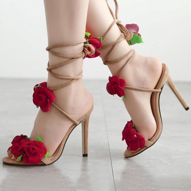 rose lace up heels
