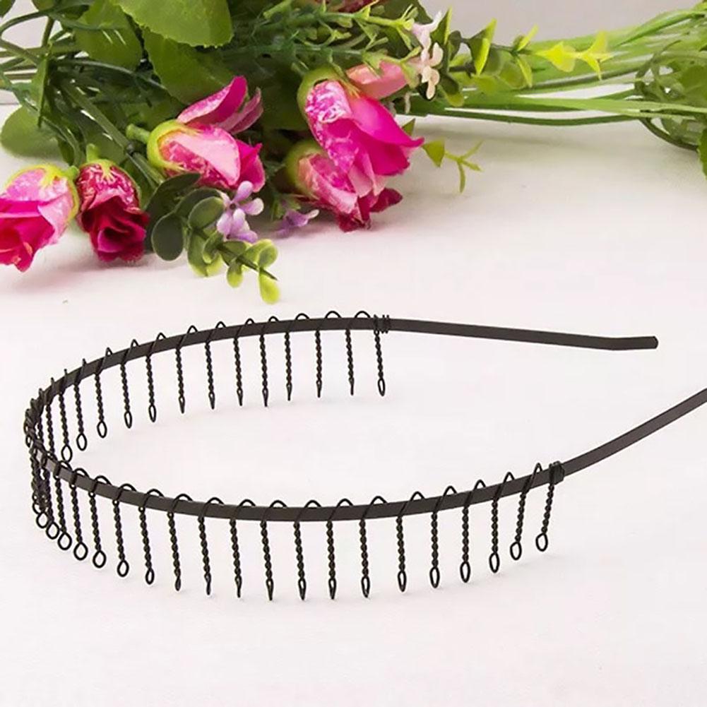 2X Haarreifen Herren Damen Metall Fußball Haarband Zähnen Schwarz Sport Mod Y8Q7