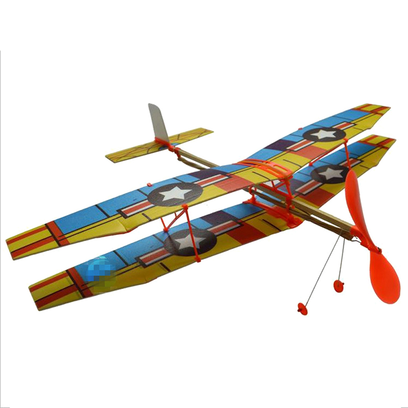 Rubber Band Elastic Powered Flying Glider Plane Airplane Model Toy For