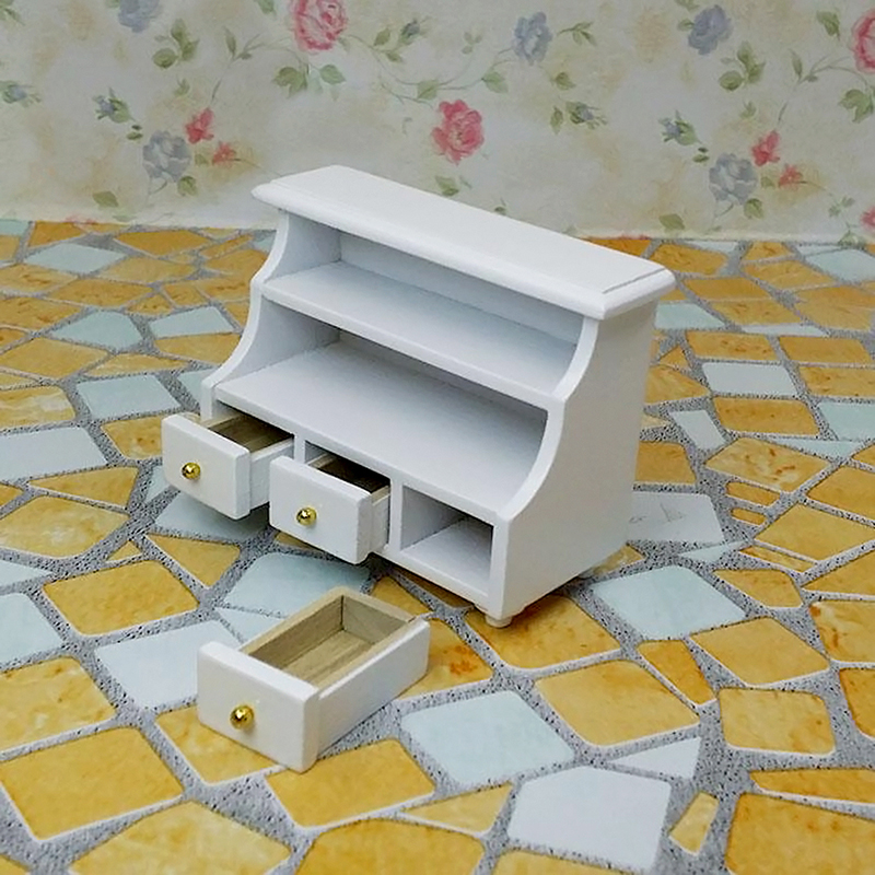 1//12 Dollhouse Miniature Furniture Bathroom Cabinet Toilet Cabinet White B8V8
