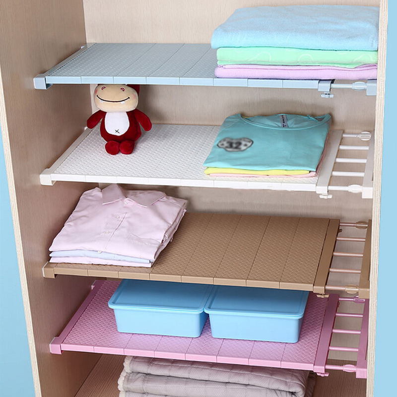 Plastic Wardrobe Closet Storage Shelf Stretchable Layered